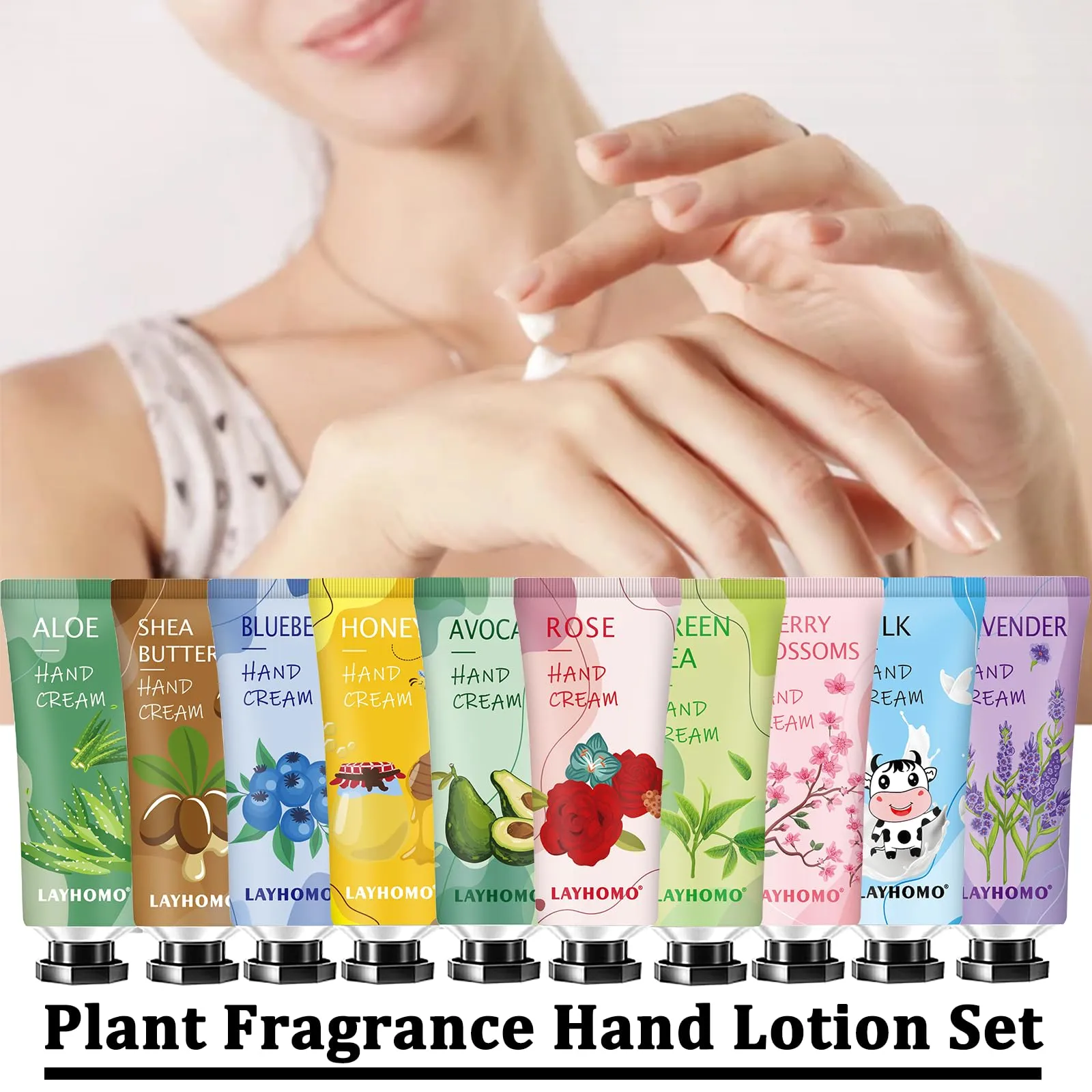 10 Pack Hand Cream Skincare Gift Set, Womens Gifts for Christmas, Teen Stocking Stuffers Girls,Christmas Gifts,Natural Plant Fragrance Hand Lotion for Dry Cracked Hands With Vitamin E,Mini Lotion Bulk