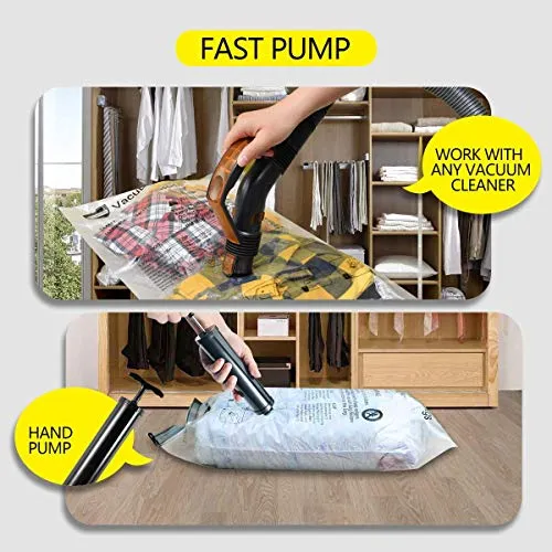 10 Small Vacuum Storage Bags, Space Saver Sealer Compression Bags for Blankets, Comforters, Pillows, Clothes Storage