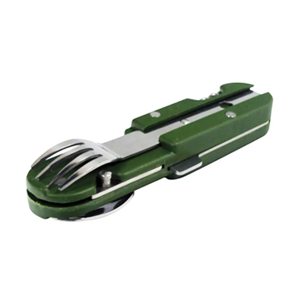 6 Multi Tools Purpose Camping Camper Folding Knife Fork Spoon Emergency Survival