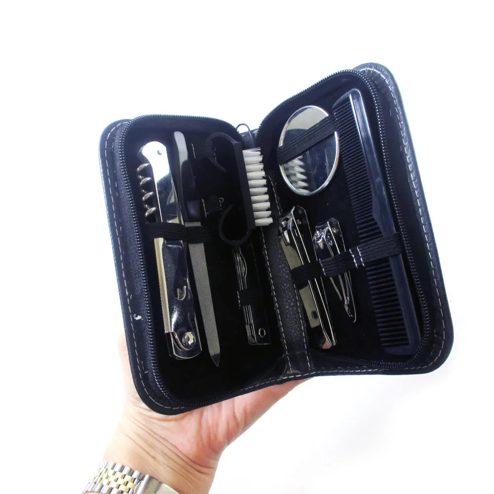 9 Pc Mens Manicure Pedicure Travel Set Gentlemen Nail Clipper Portable Toiletry