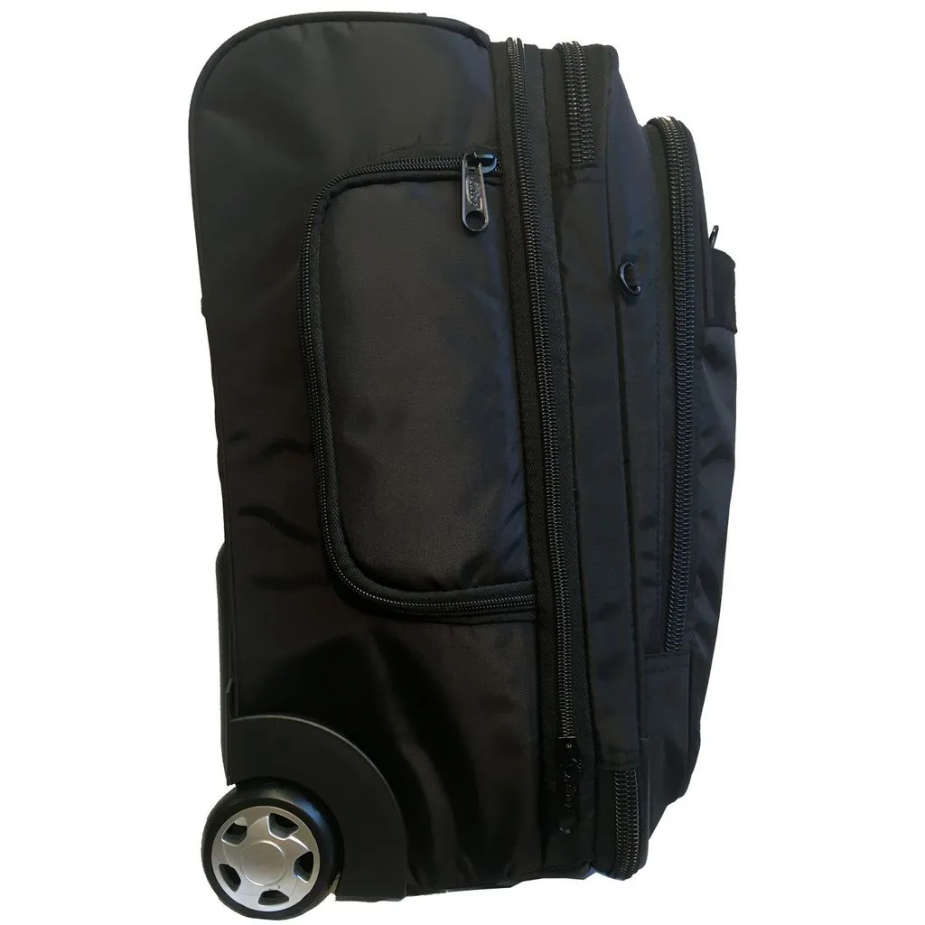 A. Saks 17" Under-The-Seat Overnight Upright Expandable Computer Rollaboard w/USB Port