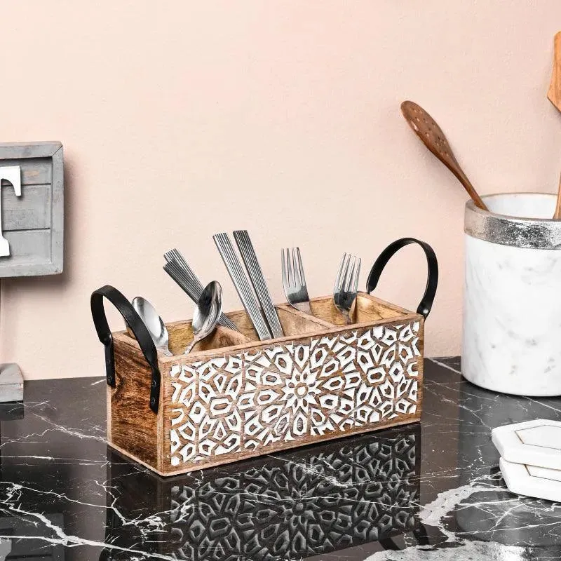 Classic Wooden Cutlery Organizer | 9 x 10 x 17 inches