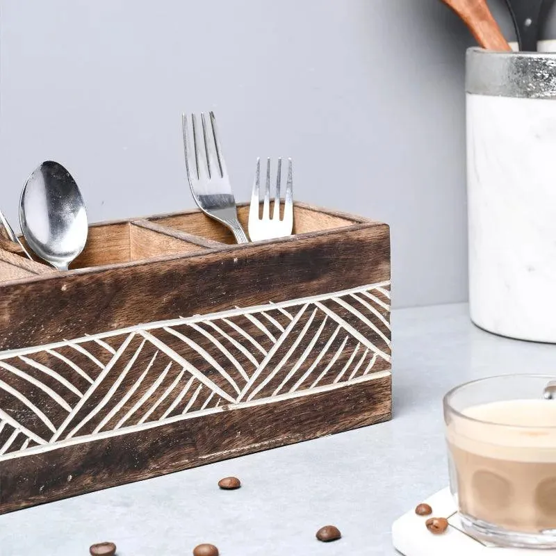 Classic Wooden Cutlery Organizer | 9 x 10 x 17 inches