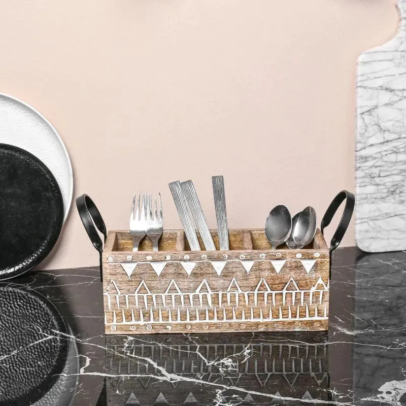 Classic Wooden Cutlery Organizer | 9 x 10 x 17 inches
