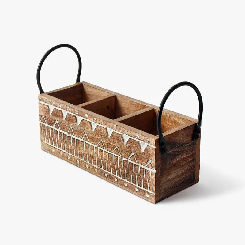 Classic Wooden Cutlery Organizer | 9 x 10 x 17 inches