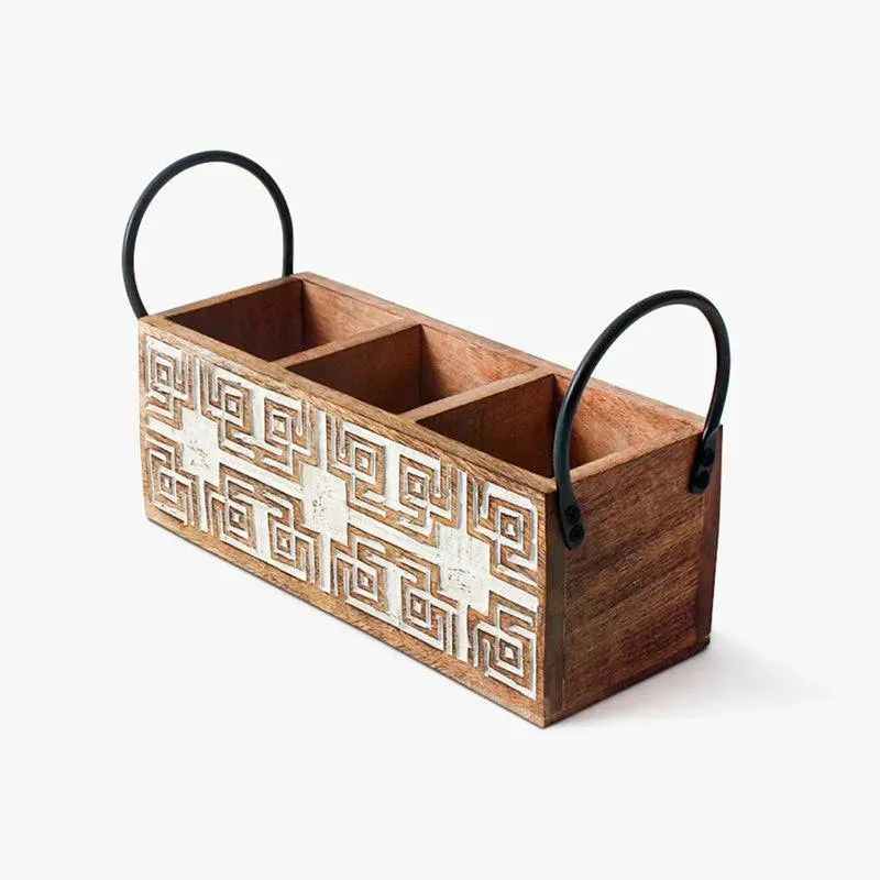 Classic Wooden Cutlery Organizer | 9 x 10 x 17 inches