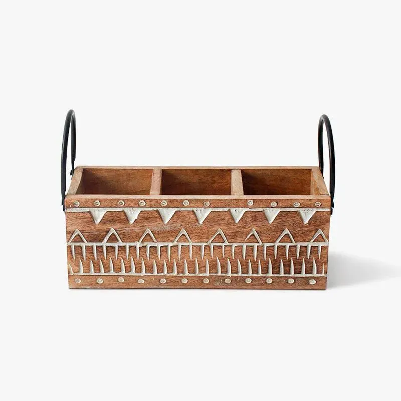 Classic Wooden Cutlery Organizer | 9 x 10 x 17 inches