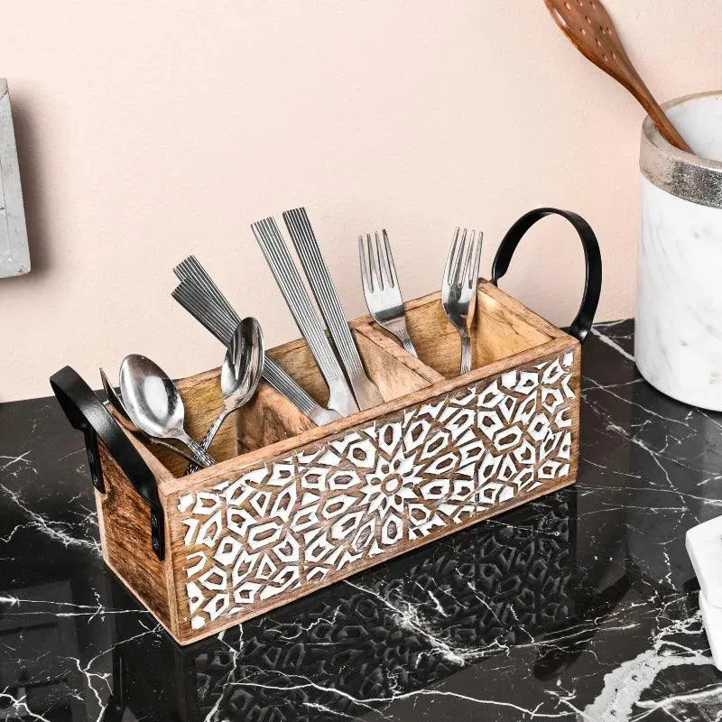 Classic Wooden Cutlery Organizer | 9 x 10 x 17 inches