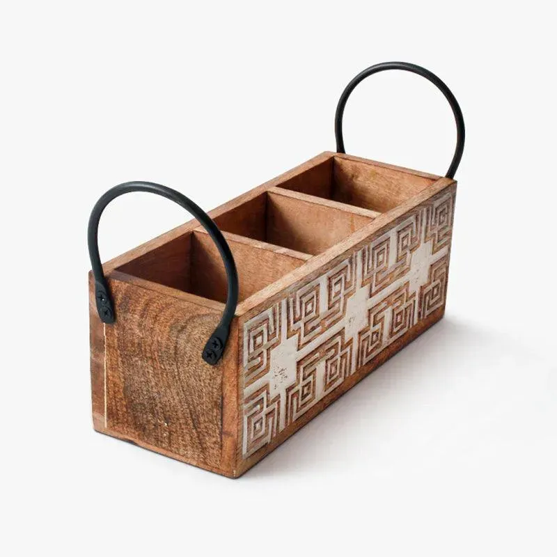 Classic Wooden Cutlery Organizer | 9 x 10 x 17 inches