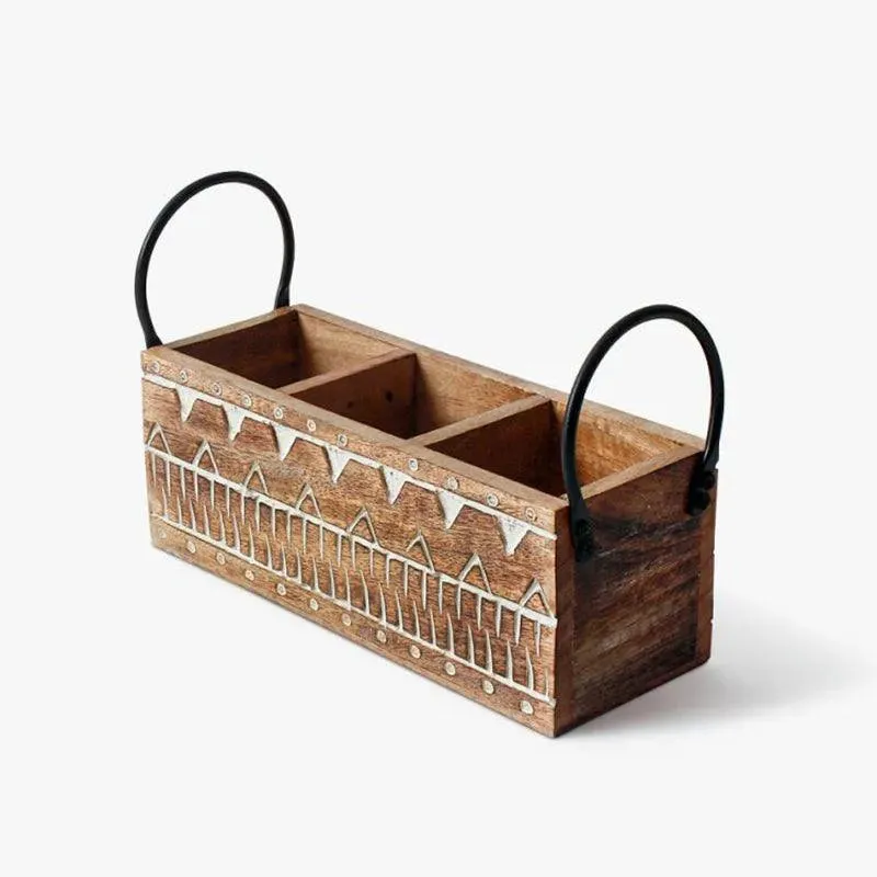 Classic Wooden Cutlery Organizer | 9 x 10 x 17 inches