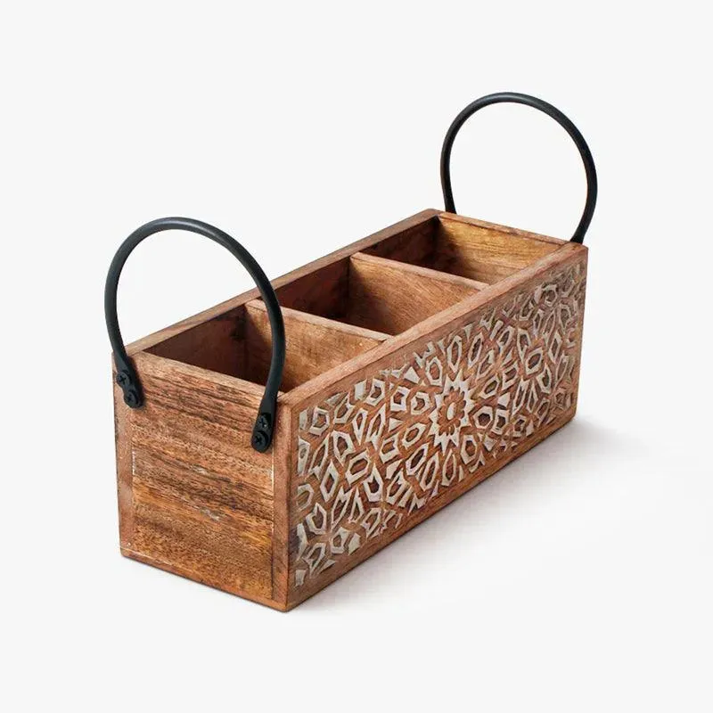 Classic Wooden Cutlery Organizer | 9 x 10 x 17 inches