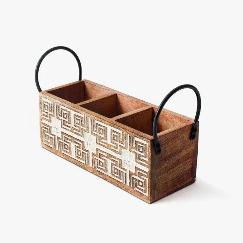 Classic Wooden Cutlery Organizer | 9 x 10 x 17 inches
