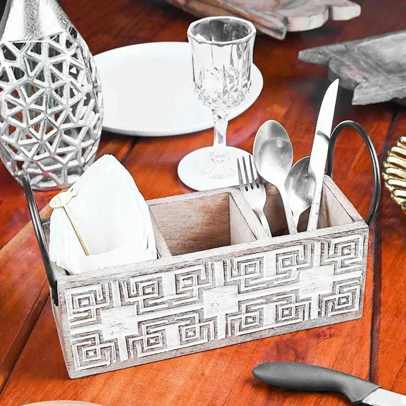 Classic Wooden Cutlery Organizer | 9 x 10 x 17 inches