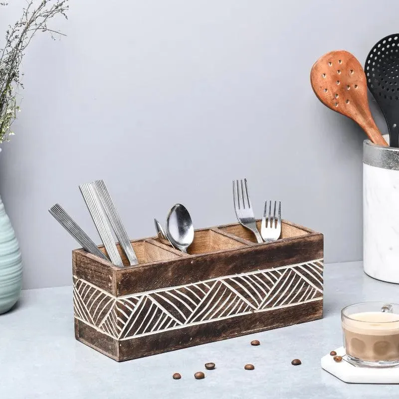 Classic Wooden Cutlery Organizer | 9 x 10 x 17 inches