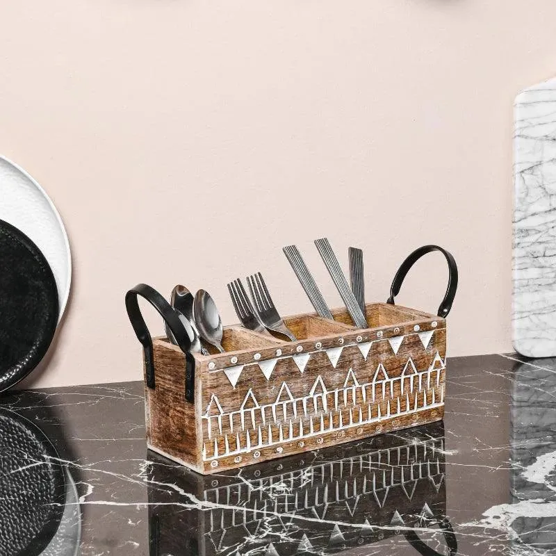 Classic Wooden Cutlery Organizer | 9 x 10 x 17 inches