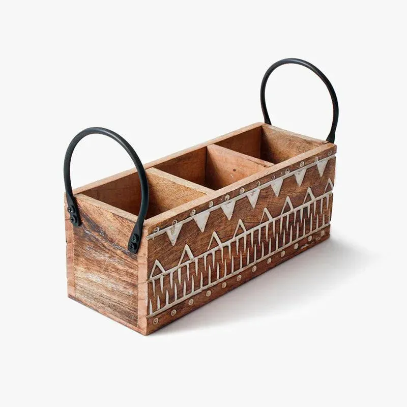 Classic Wooden Cutlery Organizer | 9 x 10 x 17 inches