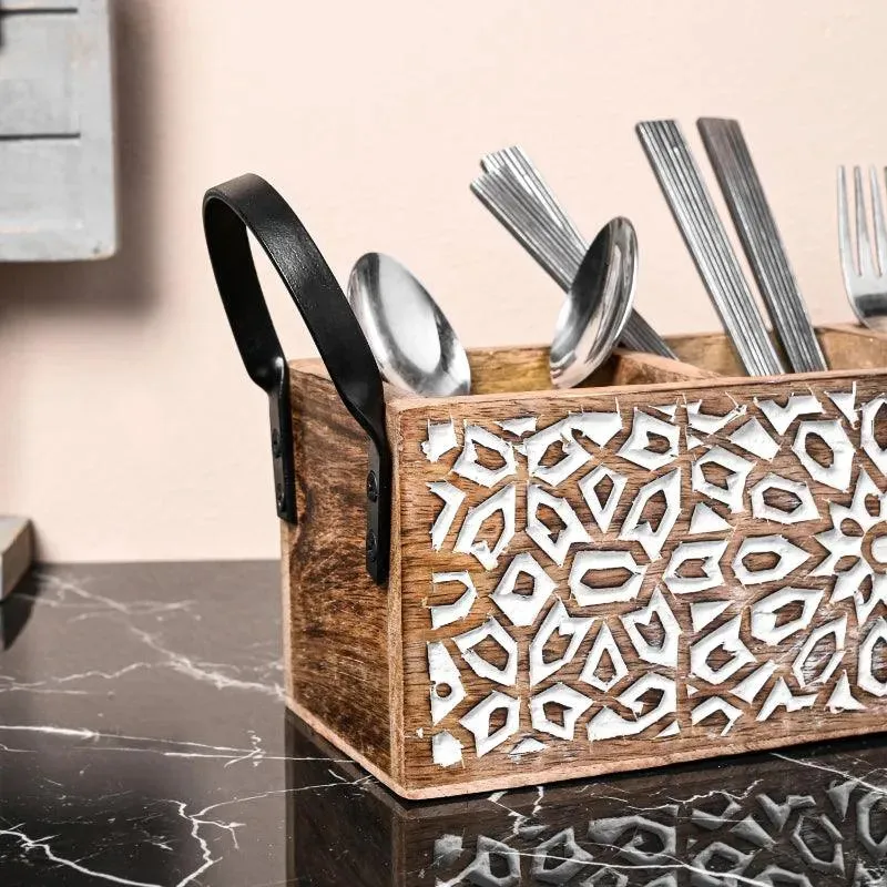 Classic Wooden Cutlery Organizer | 9 x 10 x 17 inches