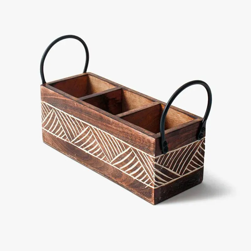 Classic Wooden Cutlery Organizer | 9 x 10 x 17 inches