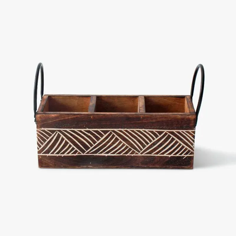 Classic Wooden Cutlery Organizer | 9 x 10 x 17 inches