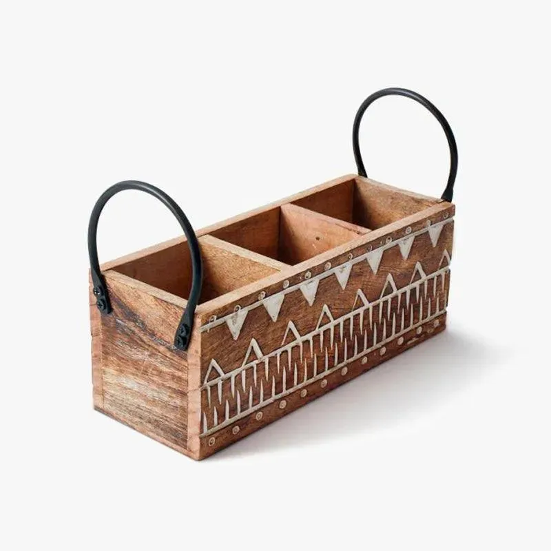 Classic Wooden Cutlery Organizer | 9 x 10 x 17 inches