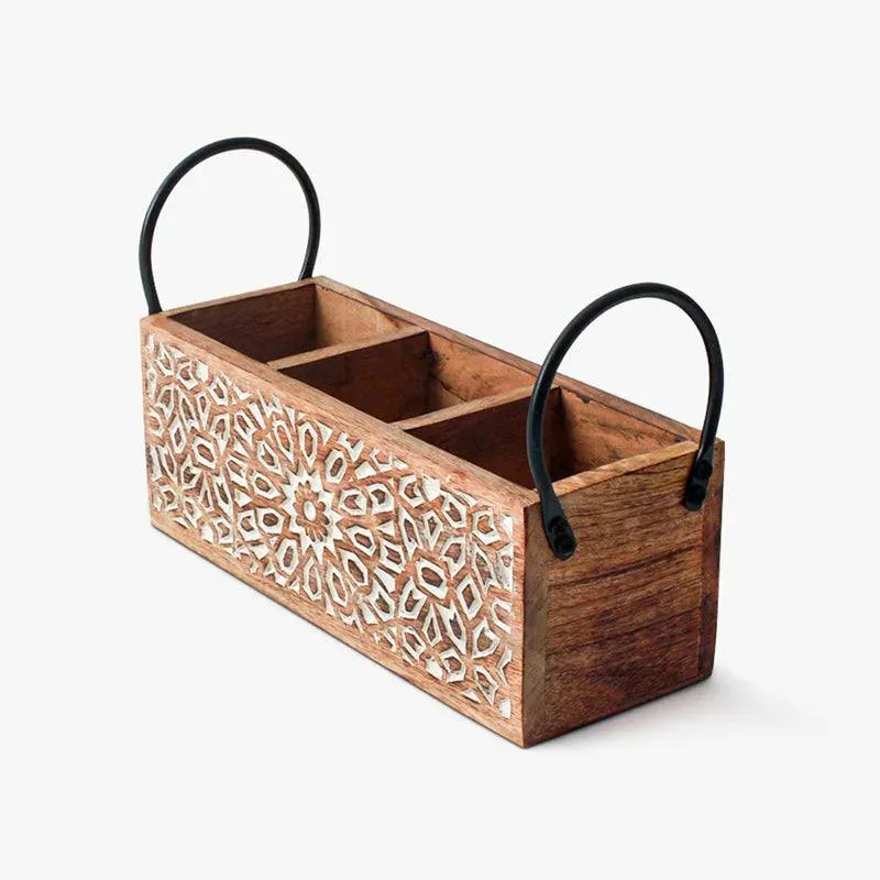 Classic Wooden Cutlery Organizer | 9 x 10 x 17 inches
