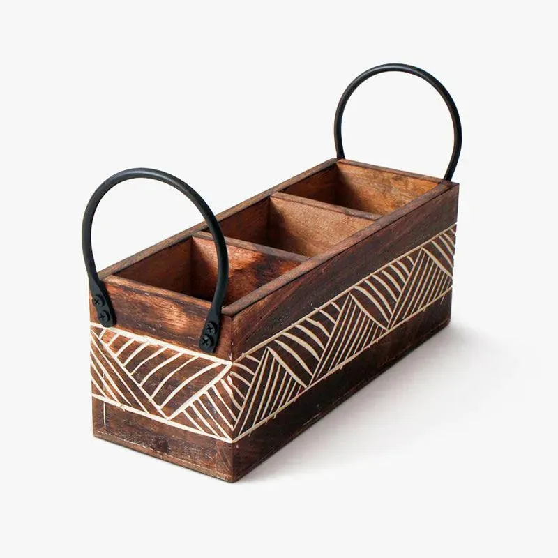 Classic Wooden Cutlery Organizer | 9 x 10 x 17 inches
