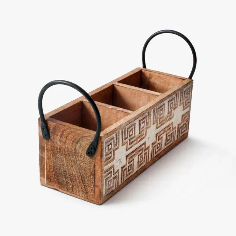 Classic Wooden Cutlery Organizer | 9 x 10 x 17 inches