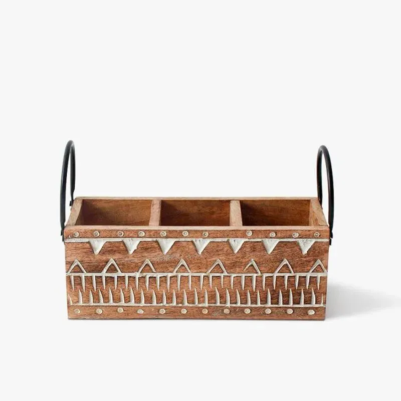 Classic Wooden Cutlery Organizer | 9 x 10 x 17 inches