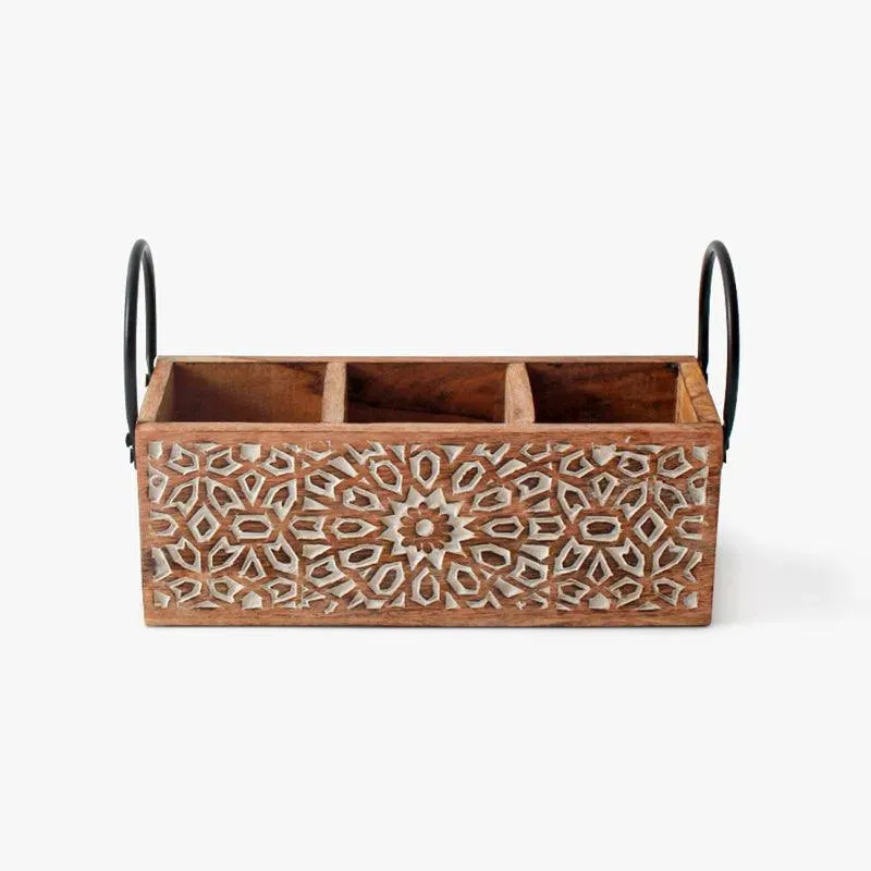 Classic Wooden Cutlery Organizer | 9 x 10 x 17 inches