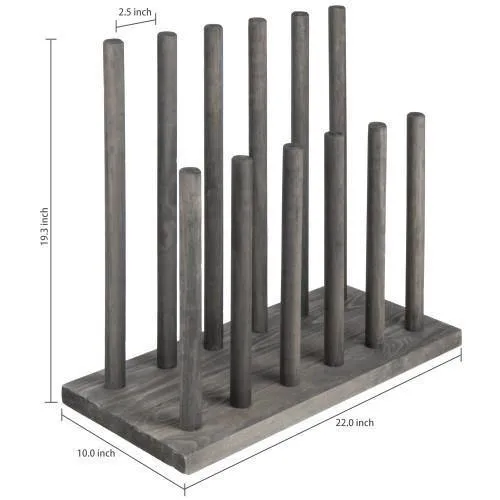 Distressed Gray Wood 6-Pair Boot Storage Rack