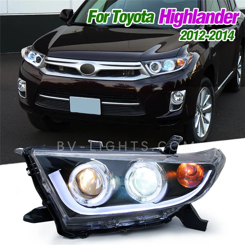 For Toyota Highlander 2012-2014 Modified headlight assembly Upgrade with DRL light