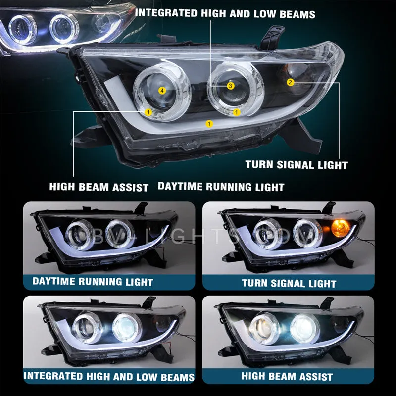 For Toyota Highlander 2012-2014 Modified headlight assembly Upgrade with DRL light