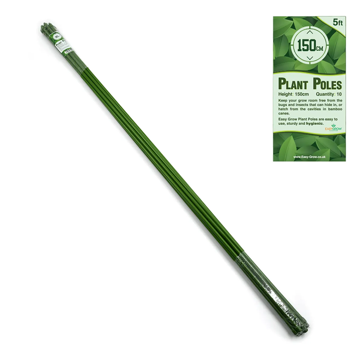 Garden Canes - PVC Coated Aluminium Plant Poles - Pack of 10