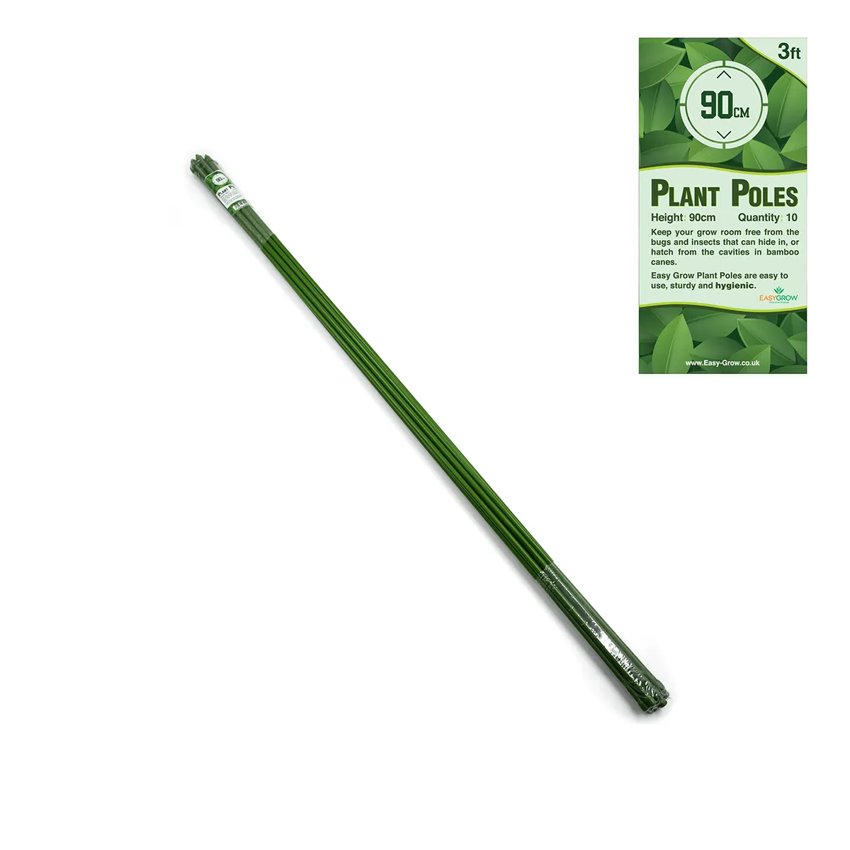 Garden Canes - PVC Coated Aluminium Plant Poles - Pack of 10
