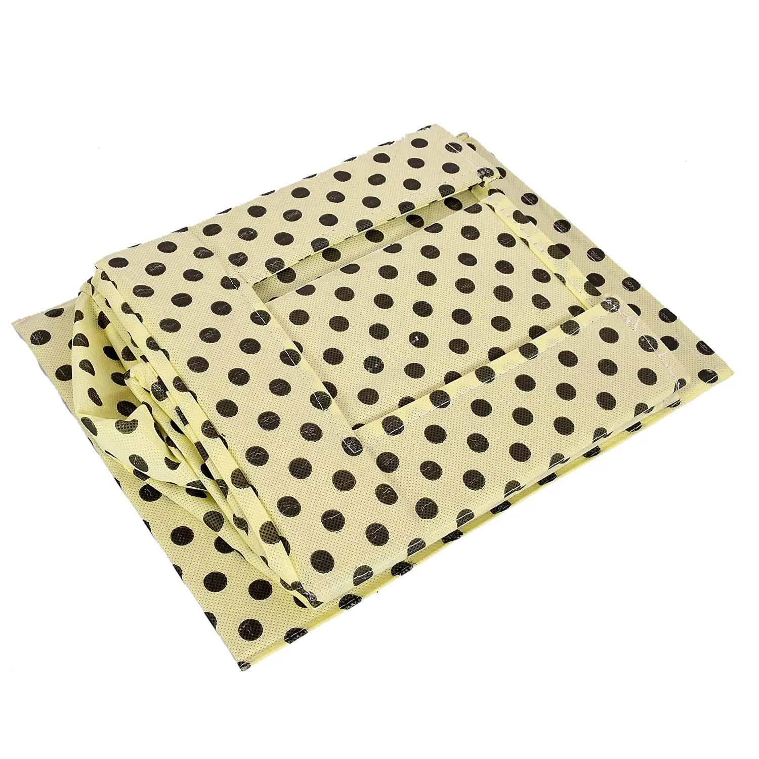 Heart Home Dot Printed Multiuses Non-Woven Closet Organizer With Handles- Pack of 6 (Cream & Black) -HS43HEARTH26565