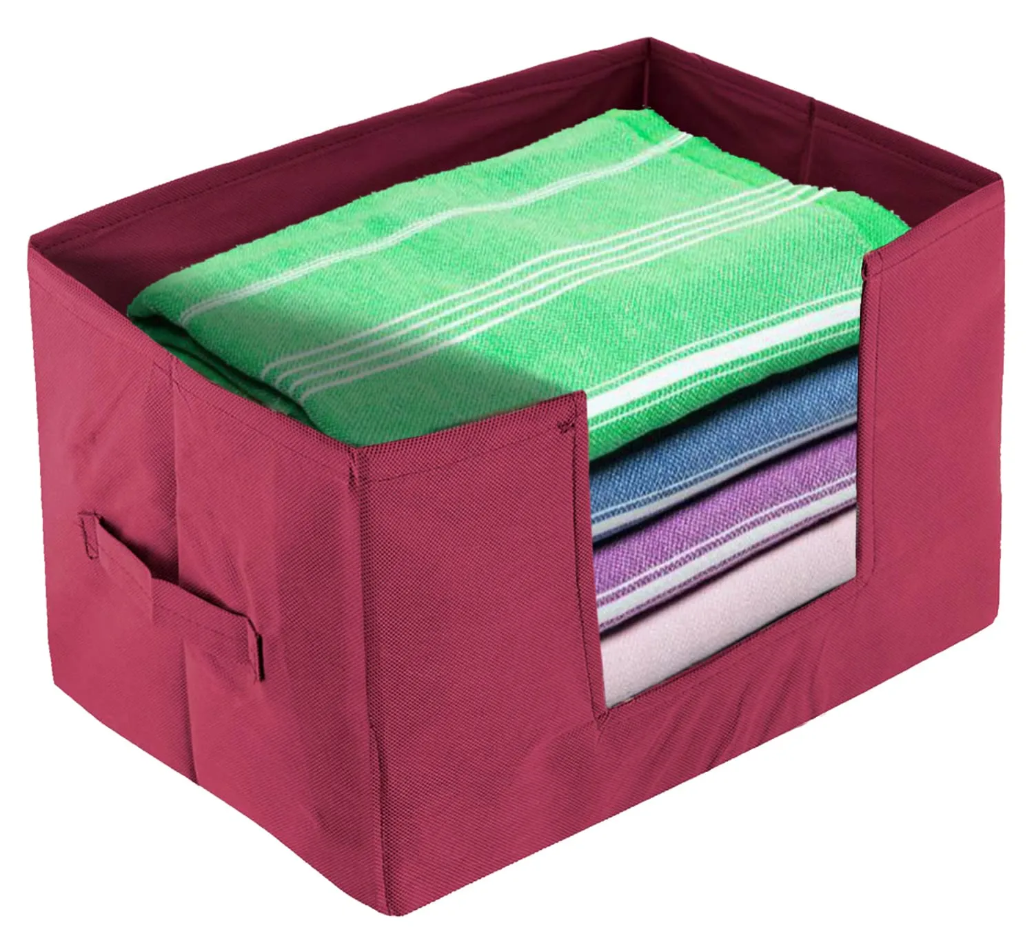 Heart Home Multiuses Non-Woven Closet Organizer, Storage Bin, Shelf Storage Oragnizer With Handle- Pack of 2 (Maroon)-HS43HEARTH26431