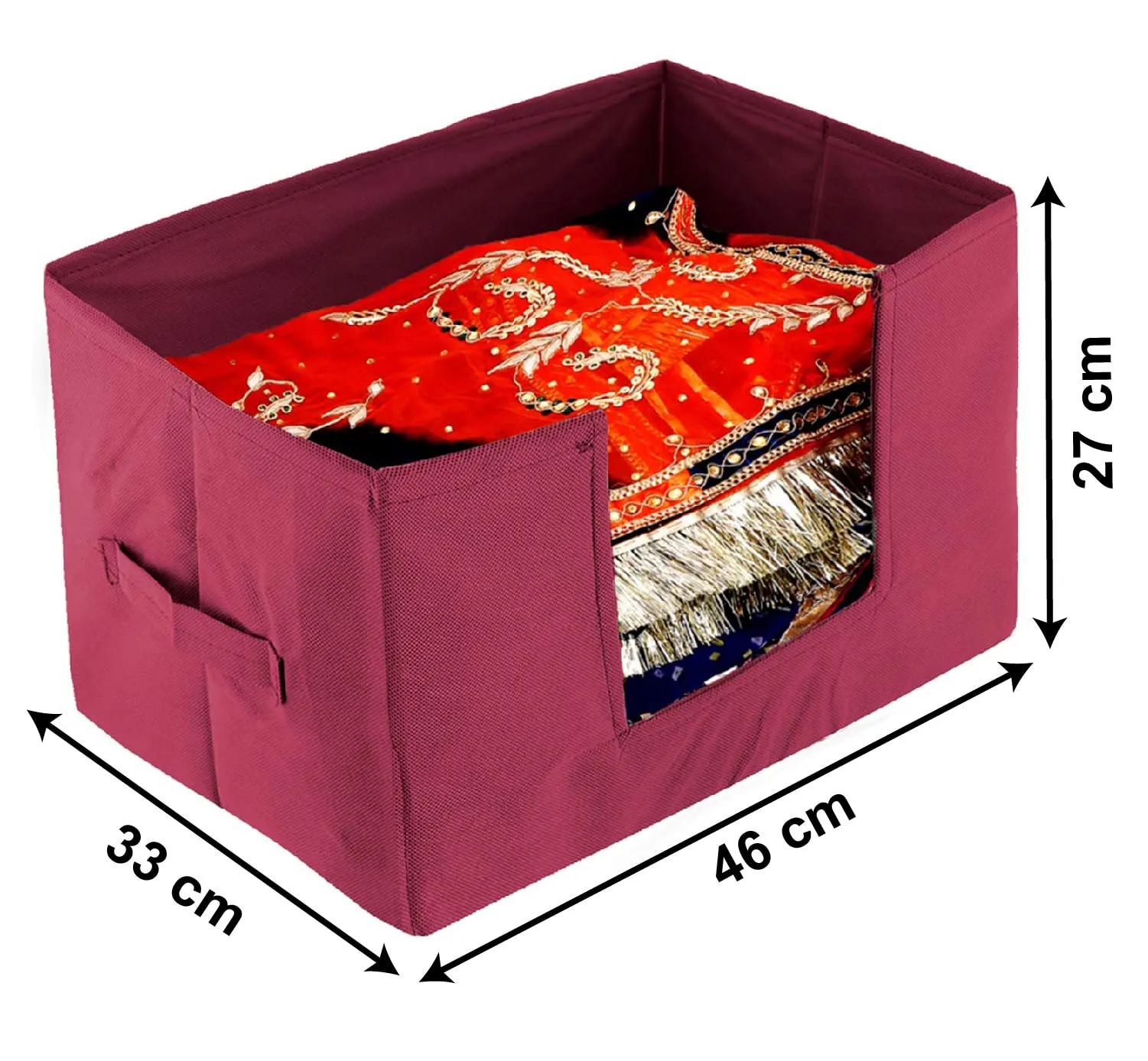 Heart Home Multiuses Non-Woven Closet Organizer, Storage Bin, Shelf Storage Oragnizer With Handle- Pack of 2 (Maroon)-HS43HEARTH26431