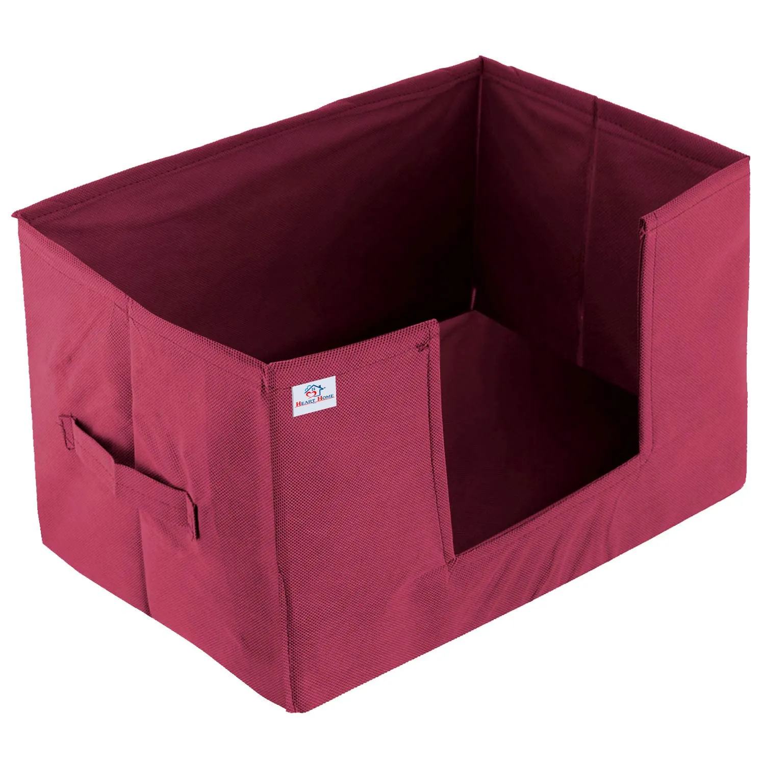 Heart Home Multiuses Non-Woven Closet Organizer, Storage Bin, Shelf Storage Oragnizer With Handle- Pack of 2 (Maroon)-HS43HEARTH26431