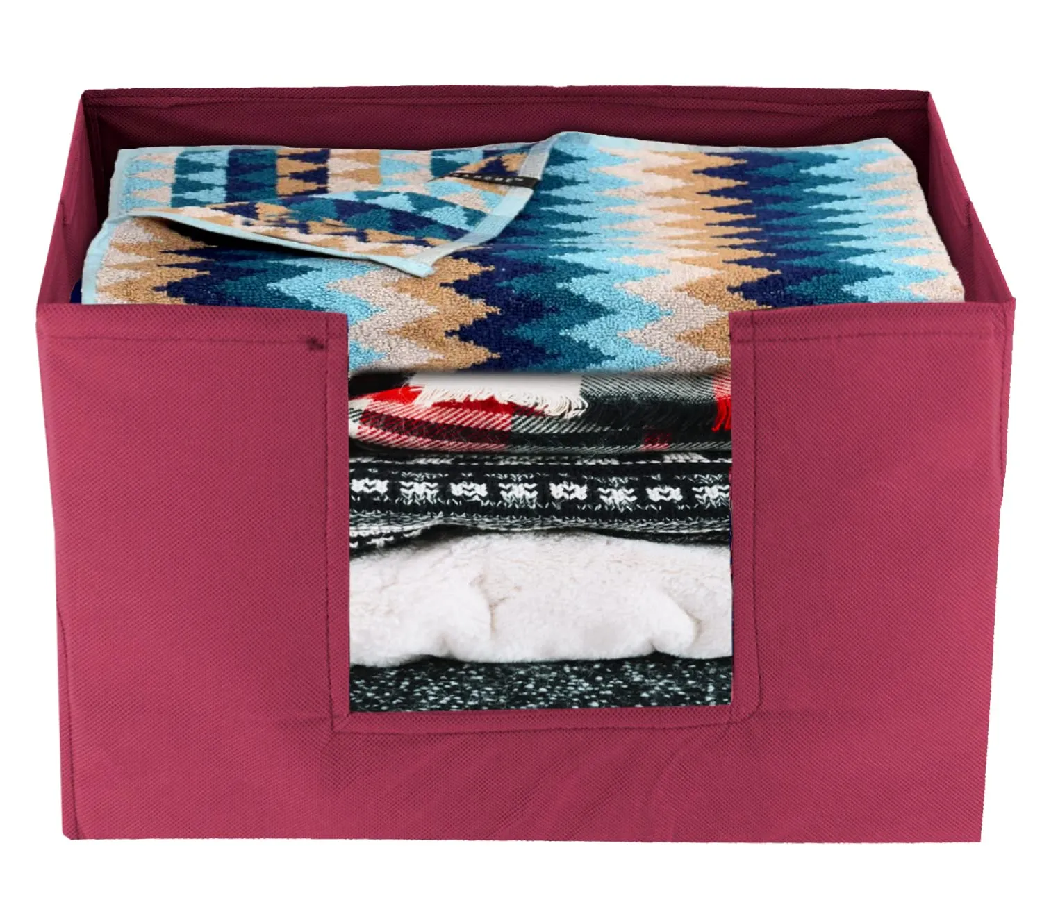 Heart Home Multiuses Non-Woven Closet Organizer, Storage Bin, Shelf Storage Oragnizer With Handle- Pack of 2 (Maroon)-HS43HEARTH26431
