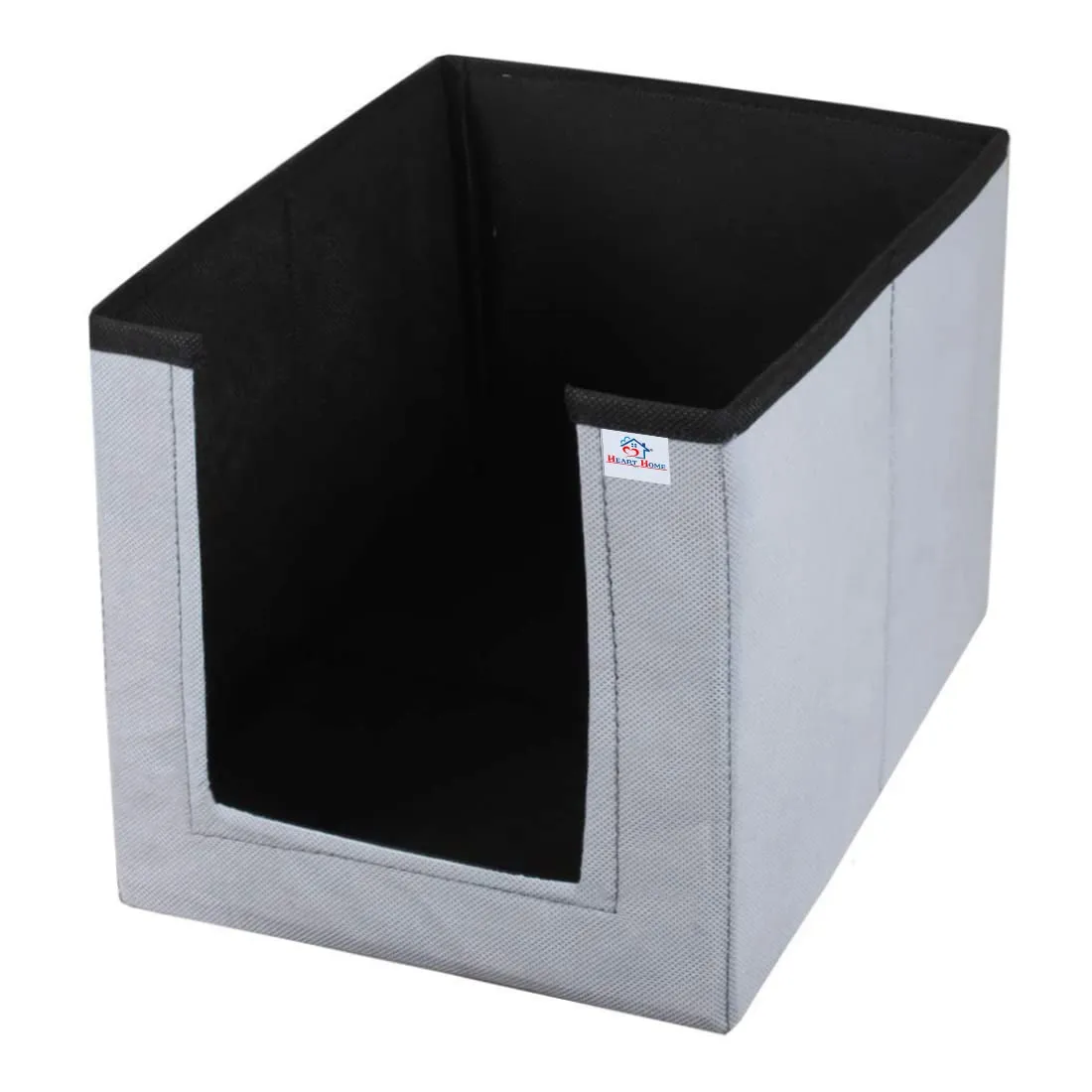 Heart Home Multiuses Non-Woven Closet Organizer With Handles- Pack of 4 (Black & Grey) -HS43HEARTH26543