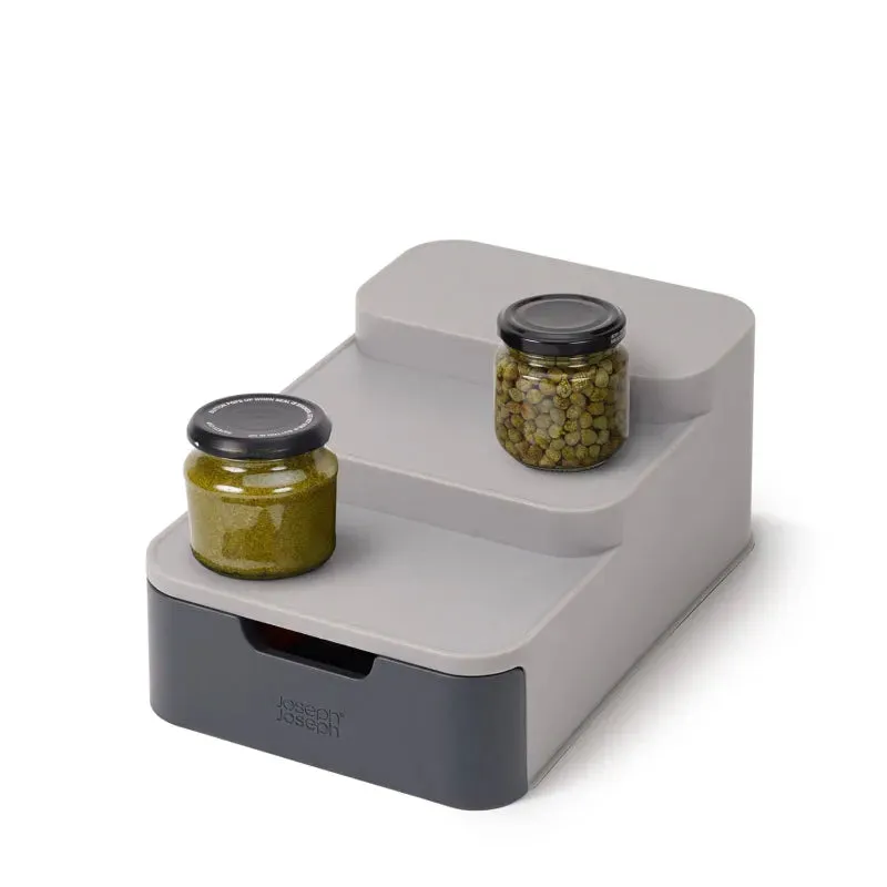 Joseph Joseph Cupboard Store Compact Grey Multi-Purpose Shelf Organizer | 3 Tier