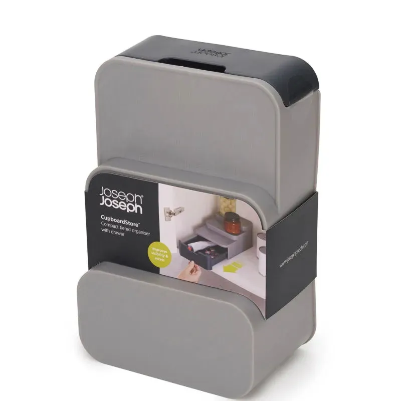 Joseph Joseph Cupboard Store Compact Grey Multi-Purpose Shelf Organizer | 3 Tier