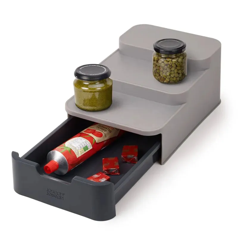 Joseph Joseph Cupboard Store Compact Grey Multi-Purpose Shelf Organizer | 3 Tier