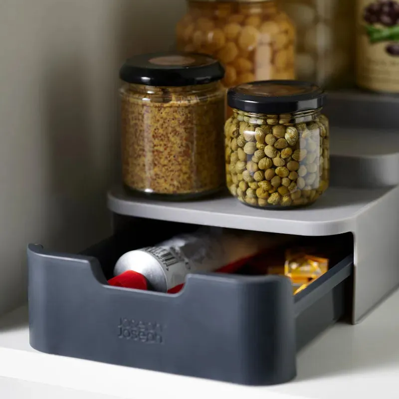 Joseph Joseph Cupboard Store Compact Grey Multi-Purpose Shelf Organizer | 3 Tier