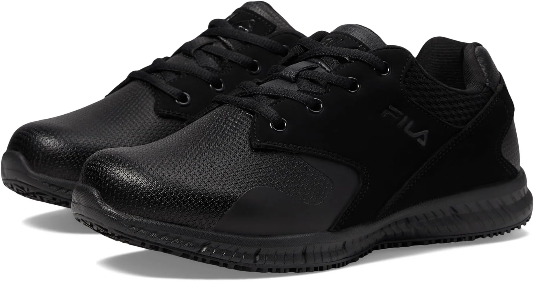 Memory Layers Slip Resistant Fila Sneakers, Black/Black/Black