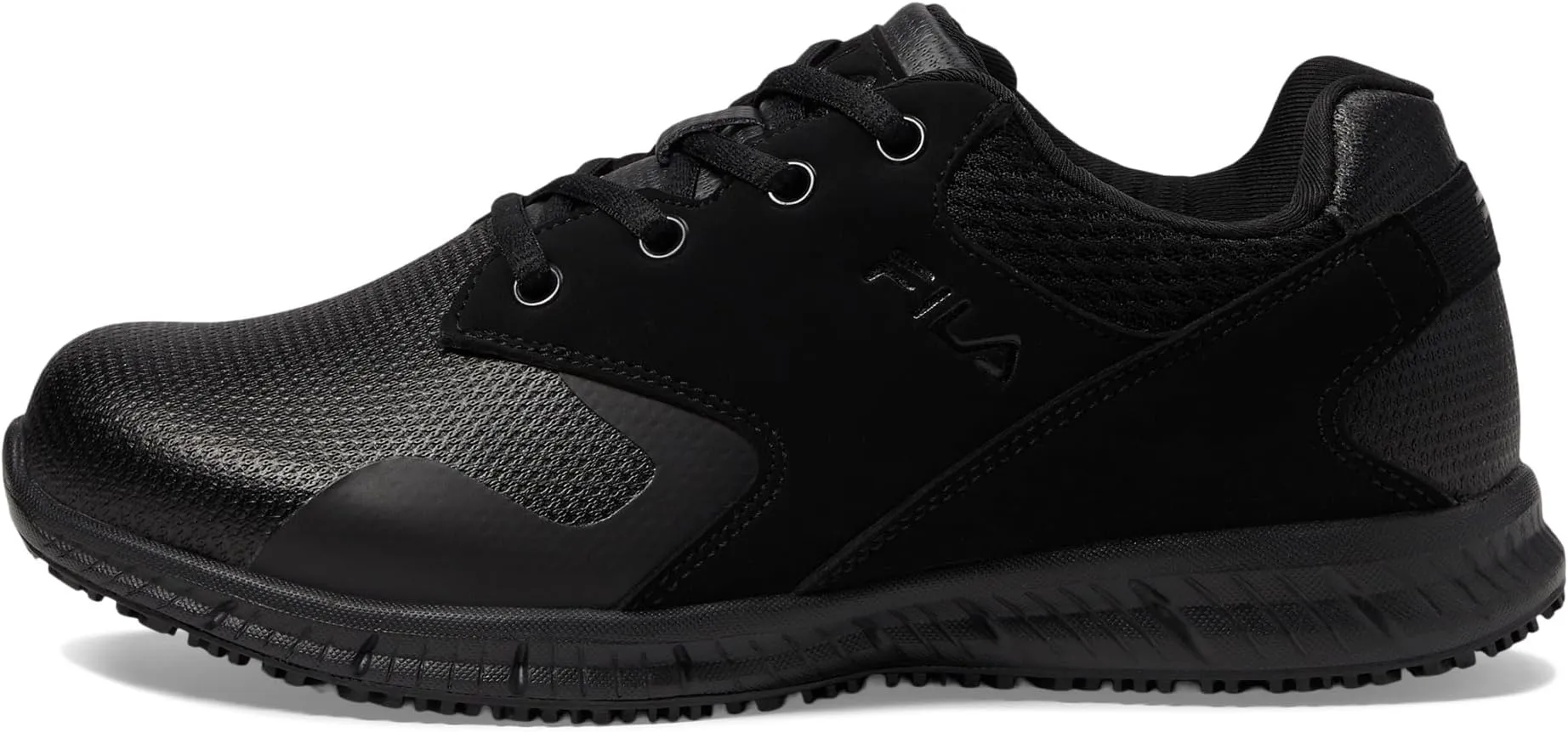 Memory Layers Slip Resistant Fila Sneakers, Black/Black/Black