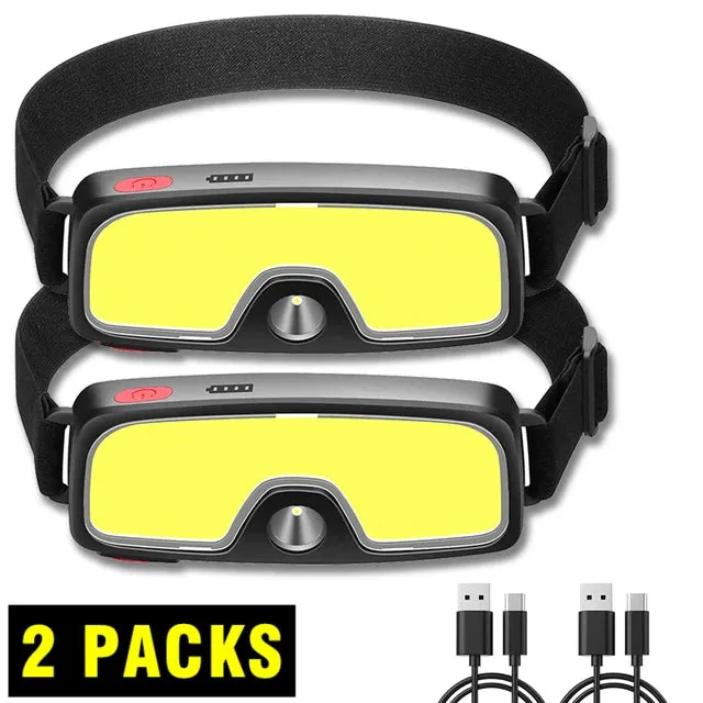 New COB Soft Lighting Headlights USB Rechargeable Fishing Lights Outdoor Camping Head-mounted Strong Headlights