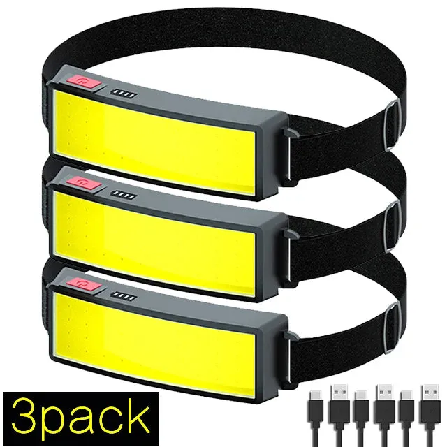 New COB Soft Lighting Headlights USB Rechargeable Fishing Lights Outdoor Camping Head-mounted Strong Headlights