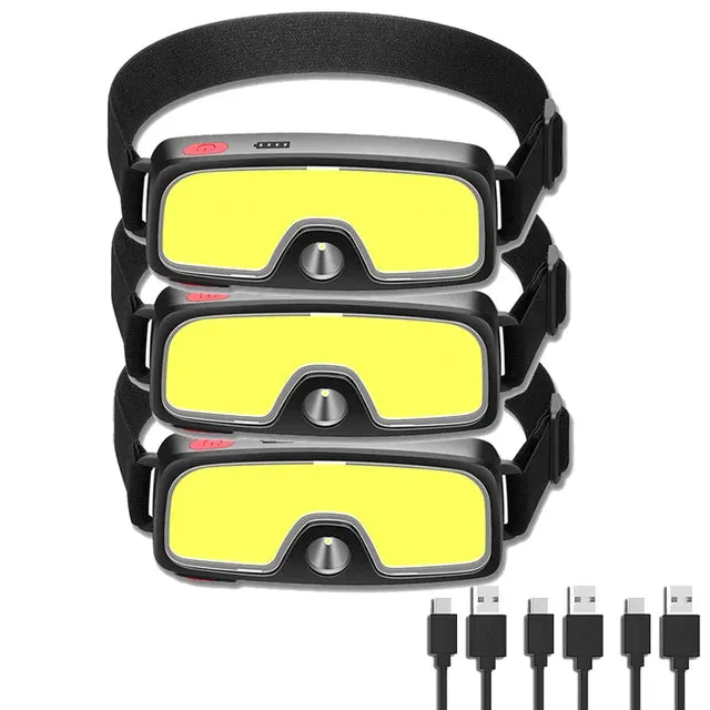 New COB Soft Lighting Headlights USB Rechargeable Fishing Lights Outdoor Camping Head-mounted Strong Headlights