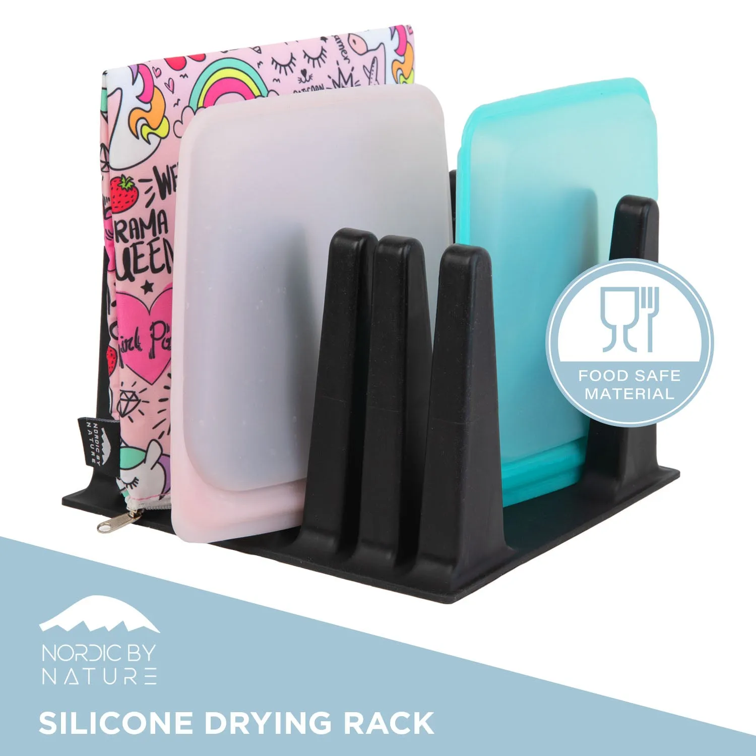 Nordic By Nature Silicone Drying Rack For Reusable Bags - (Black Onyx)